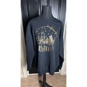 Harry Potter Black Crew Neck Sweatshirt With Gold Lettering Size XL HUFFLEPUFF